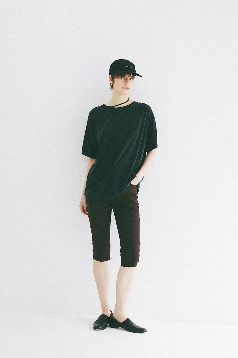 コードカットソー - DROOP THIN CODE SOFT TOPS (BLACK)