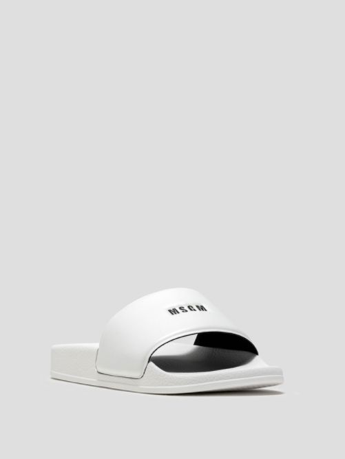 MSGM スモールロゴ サンダル -  LOGO POOL SLIDE - WHITE