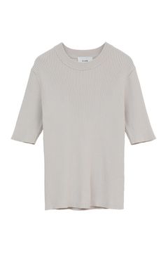 ハイネック 半袖リブニットトップス - H/N HALF SLEEVE RIB KNIT TOPS (IVORY)
