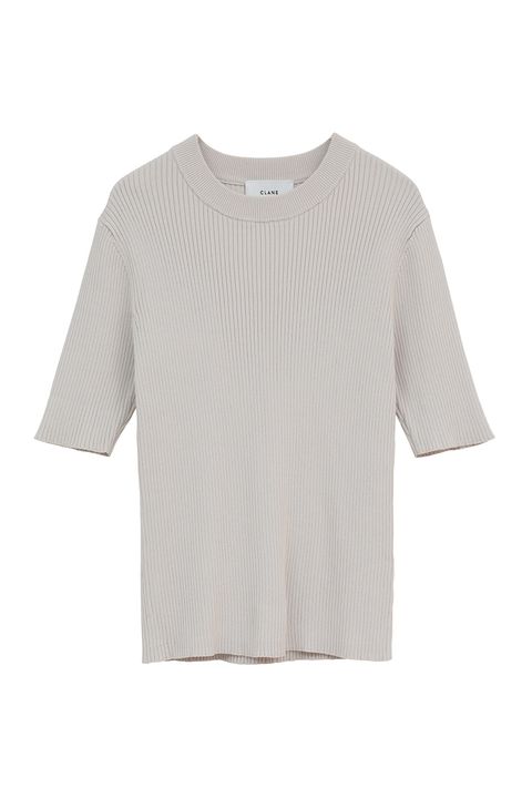 ハイネック 半袖リブニットトップス - H/N HALF SLEEVE RIB KNIT TOPS (IVORY)