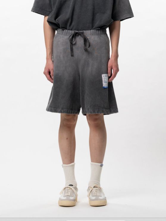 スウェット ショーツ - Sun Faded Like Distressed Sweat Shorts (BLACK)