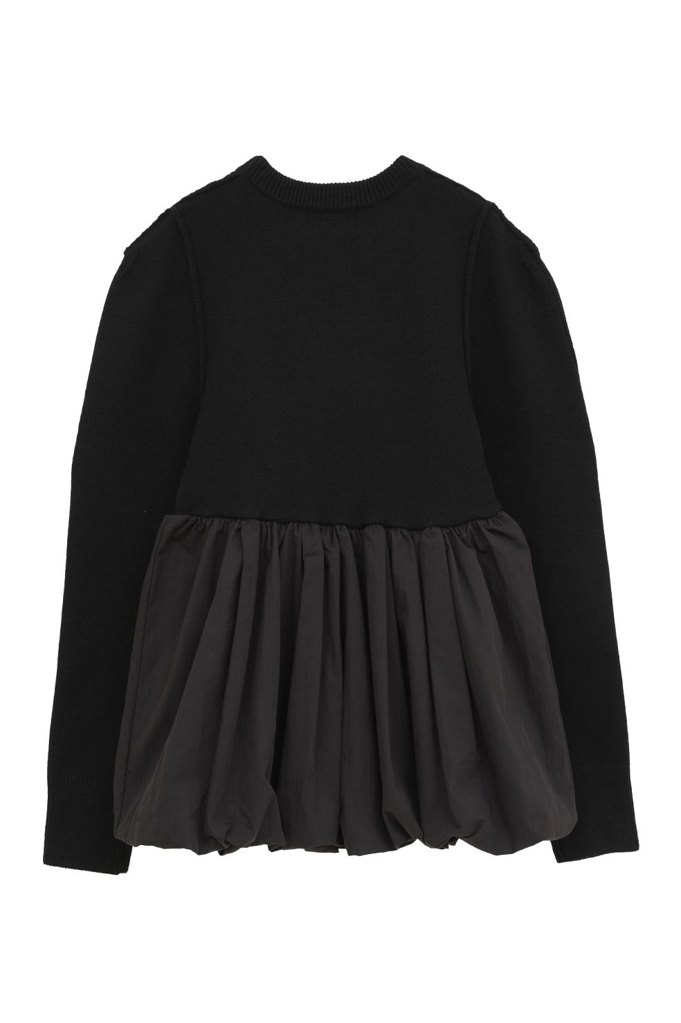 パワーショルダーニットトップス - DOCKING POWERSHOULDER KNIT TOPS - BLACK