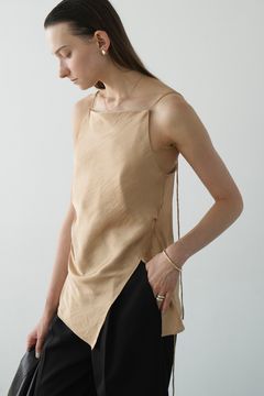 ドレープサテン キャミトップス - DRAPE SATIN CAMISOLE TOPS - BIEGE