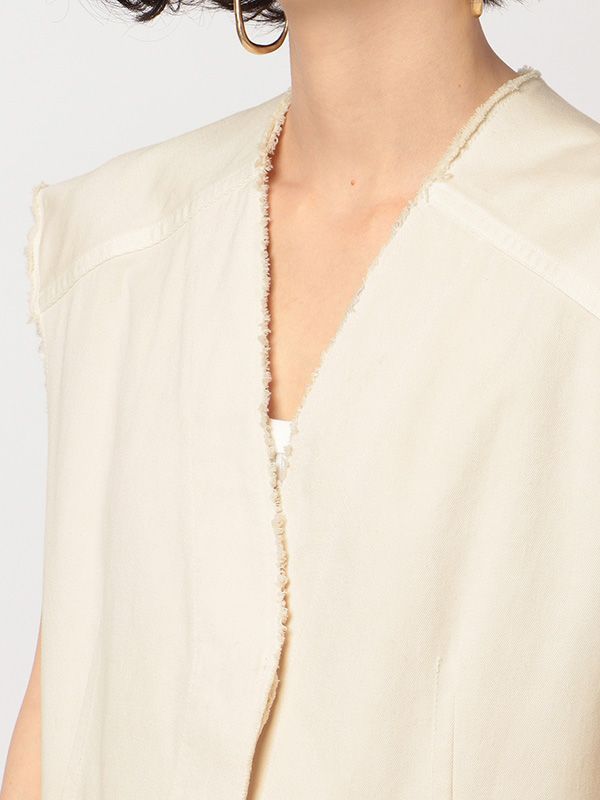 カットオフコットンジレワンピース - OFF WHITE