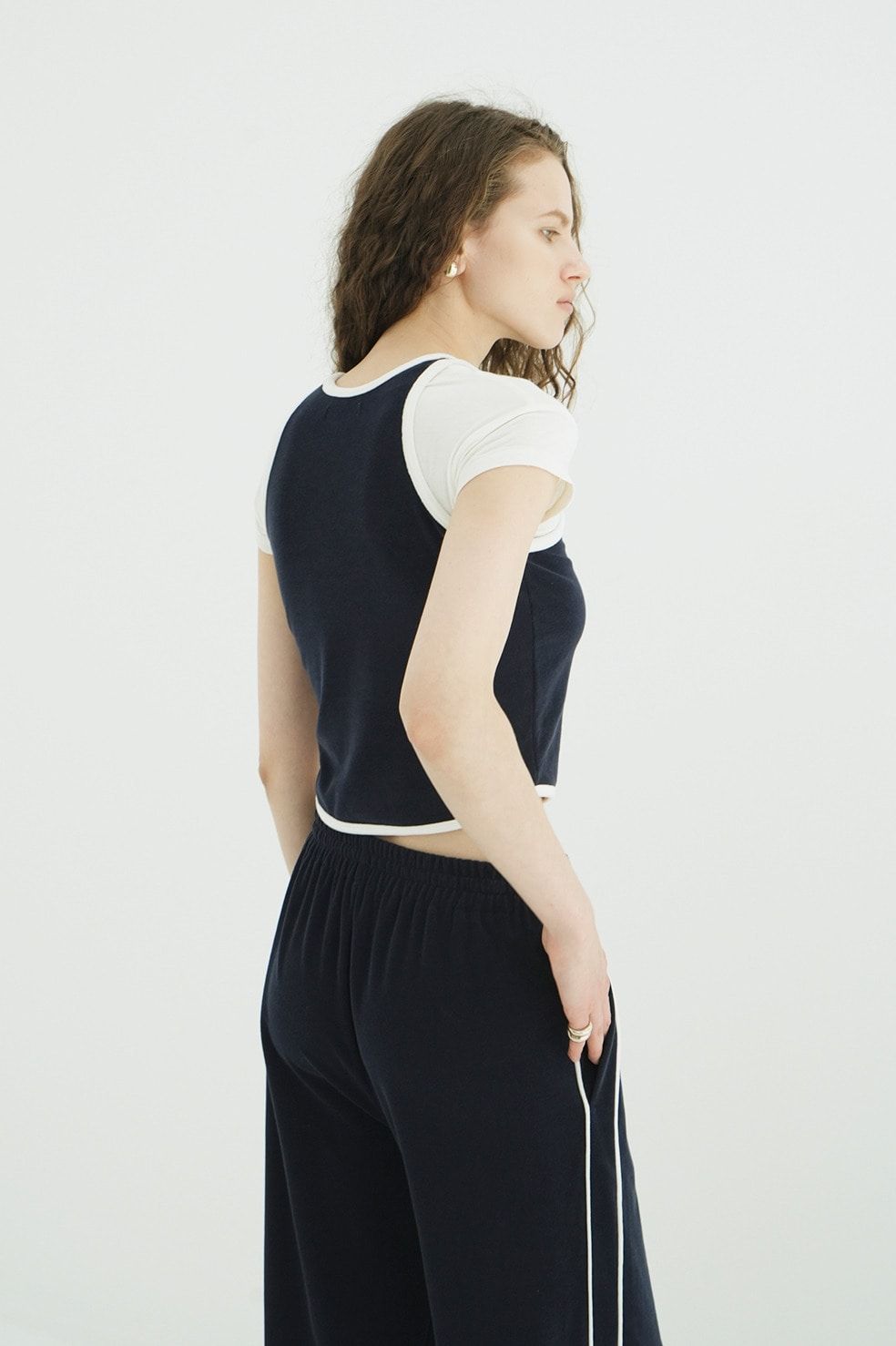 パイルセットアップ - PILE CONTRAST LINE SET UP (NAVY)