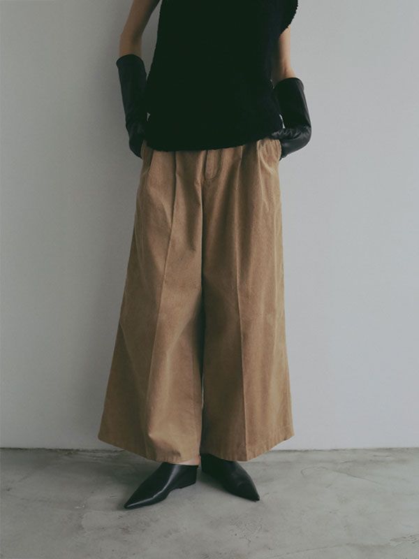 ファインウェルコーデュロイワイドパンツ -   BEIGE