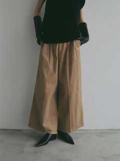 ファインウェルコーデュロイワイドパンツ -   BEIGE