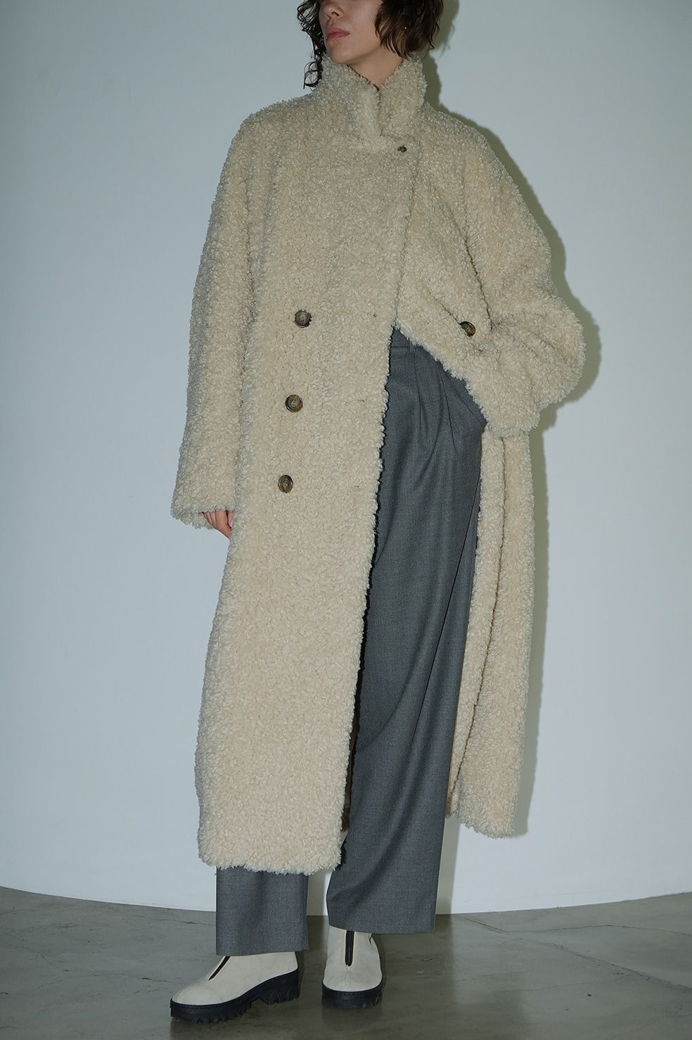 CLANE - ダブル ロング ボアコート - DOUBLE LONG BOA COAT - BLACK 