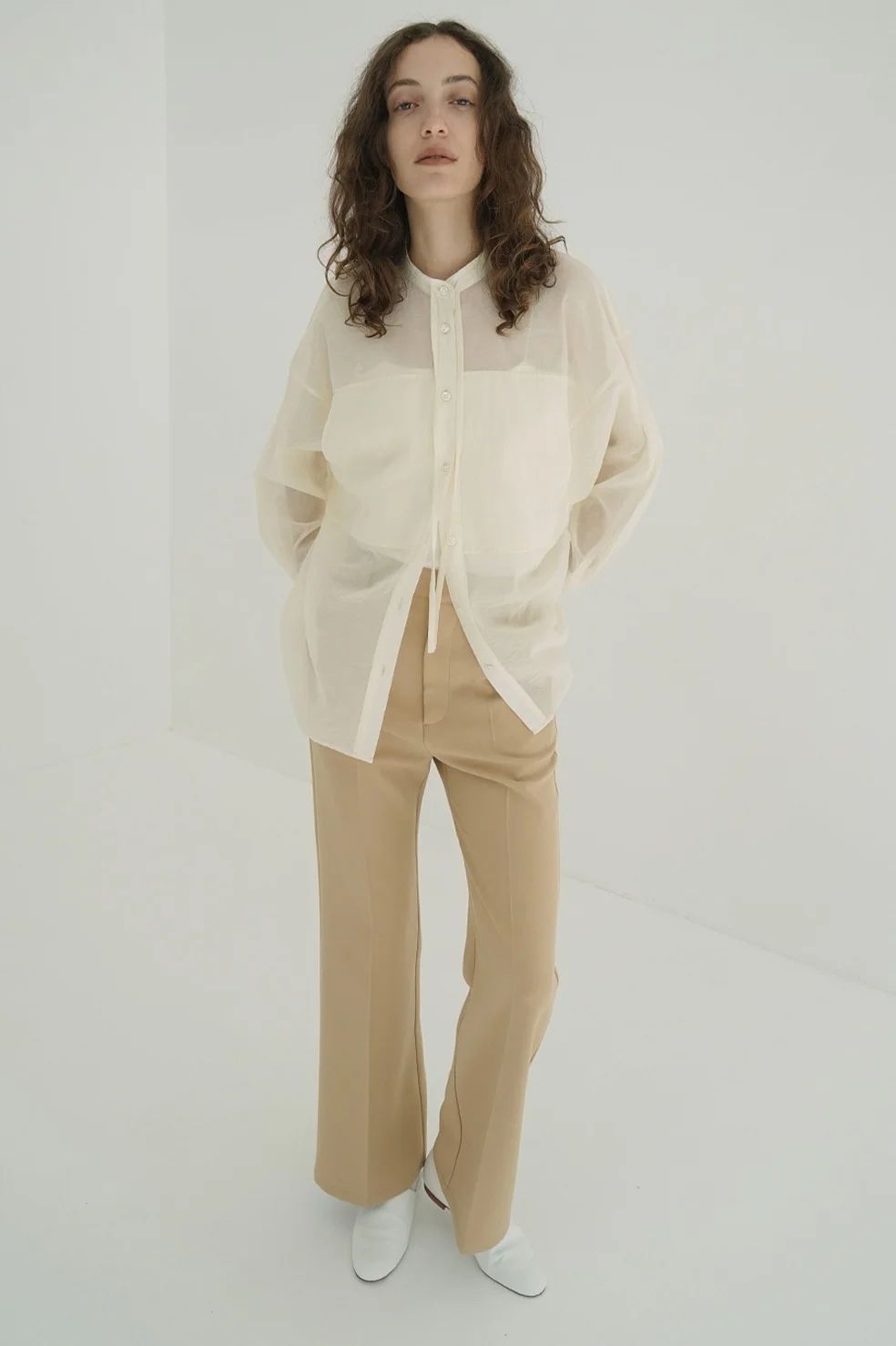 シアードルマンシャツ -  SHEER DOLMAN SHIRTS (IVORY)