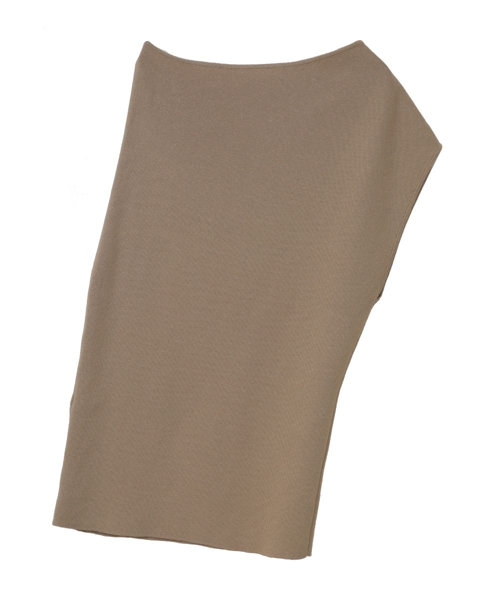 ワンショルダーリーズトップストップス  -  ONE SHOULDER LOOSE KINIT TOPS - BEIGE