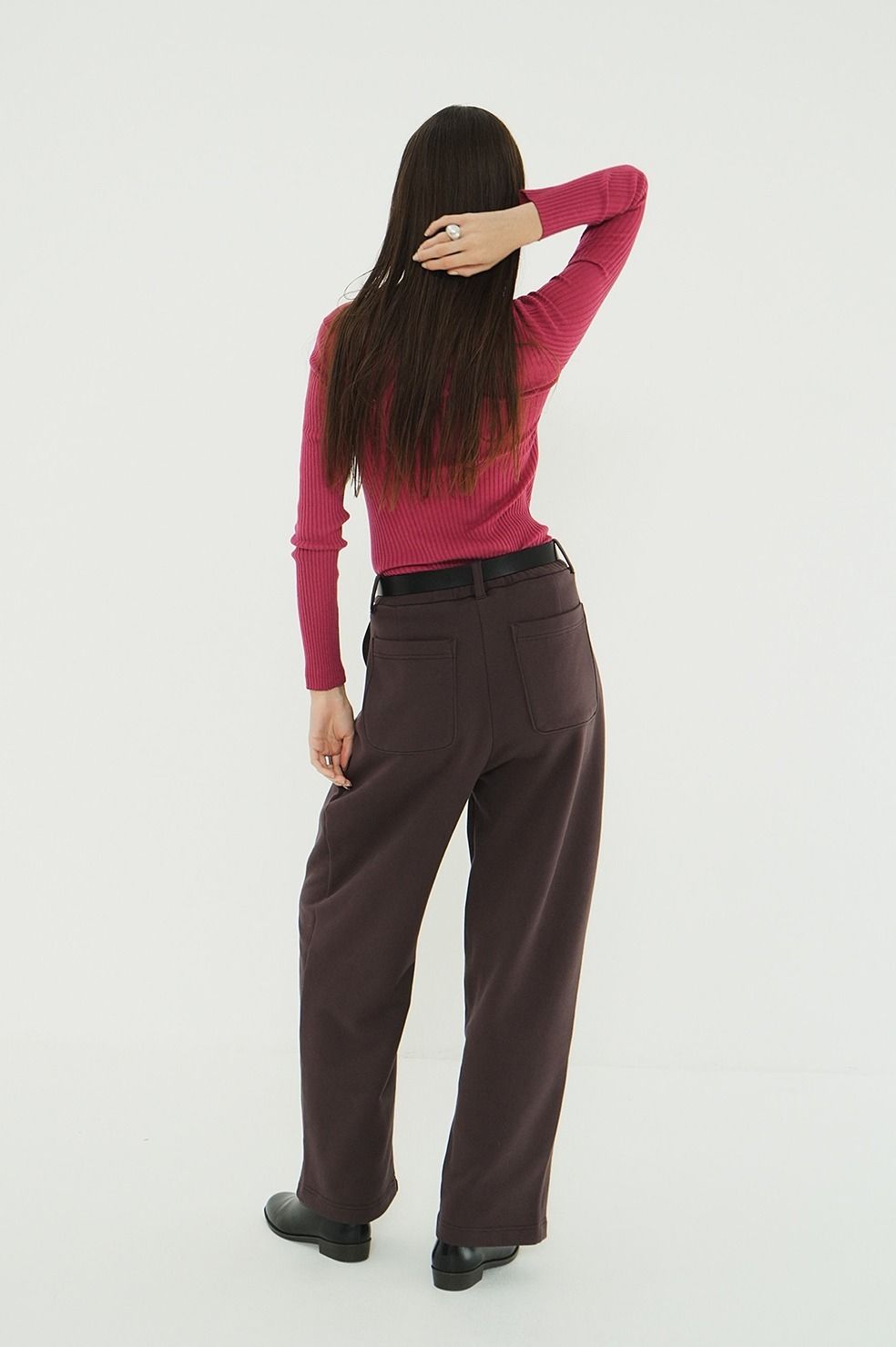 シアーリブニットカットソー | SHEER RIB KNIT TOPS (PINK)