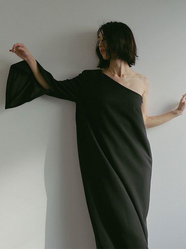 2wayスリーブワンショルダーワンピース - BLACK