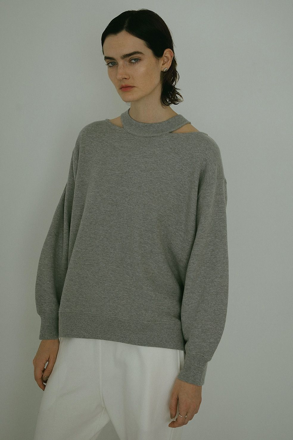 スリットネックスウェット - SLIT NECK SWEAT - GREY