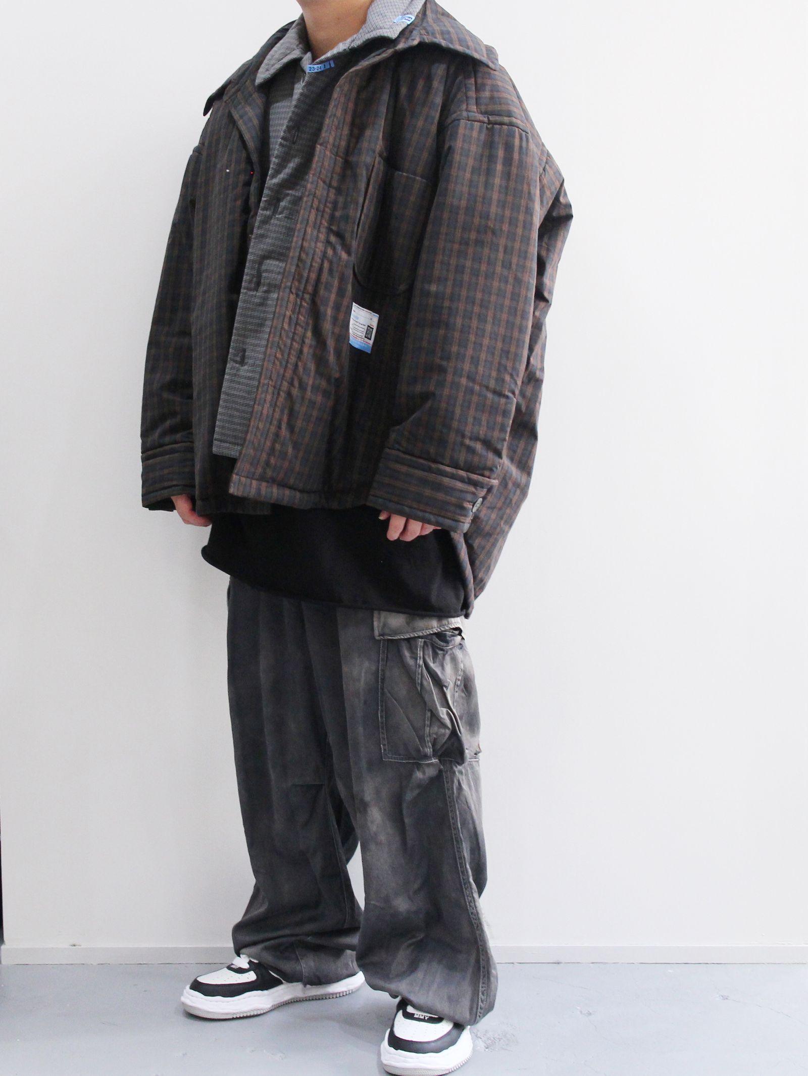 ディストレスト レイヤード シャツ - Distressed layered shirt - BLACK
