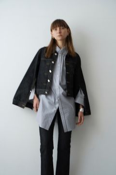 ベルスリーブ コンパクト デニム ジャケット - BELL SLEEVE COMPACT JEAN JACKET - LIGHT BLACK