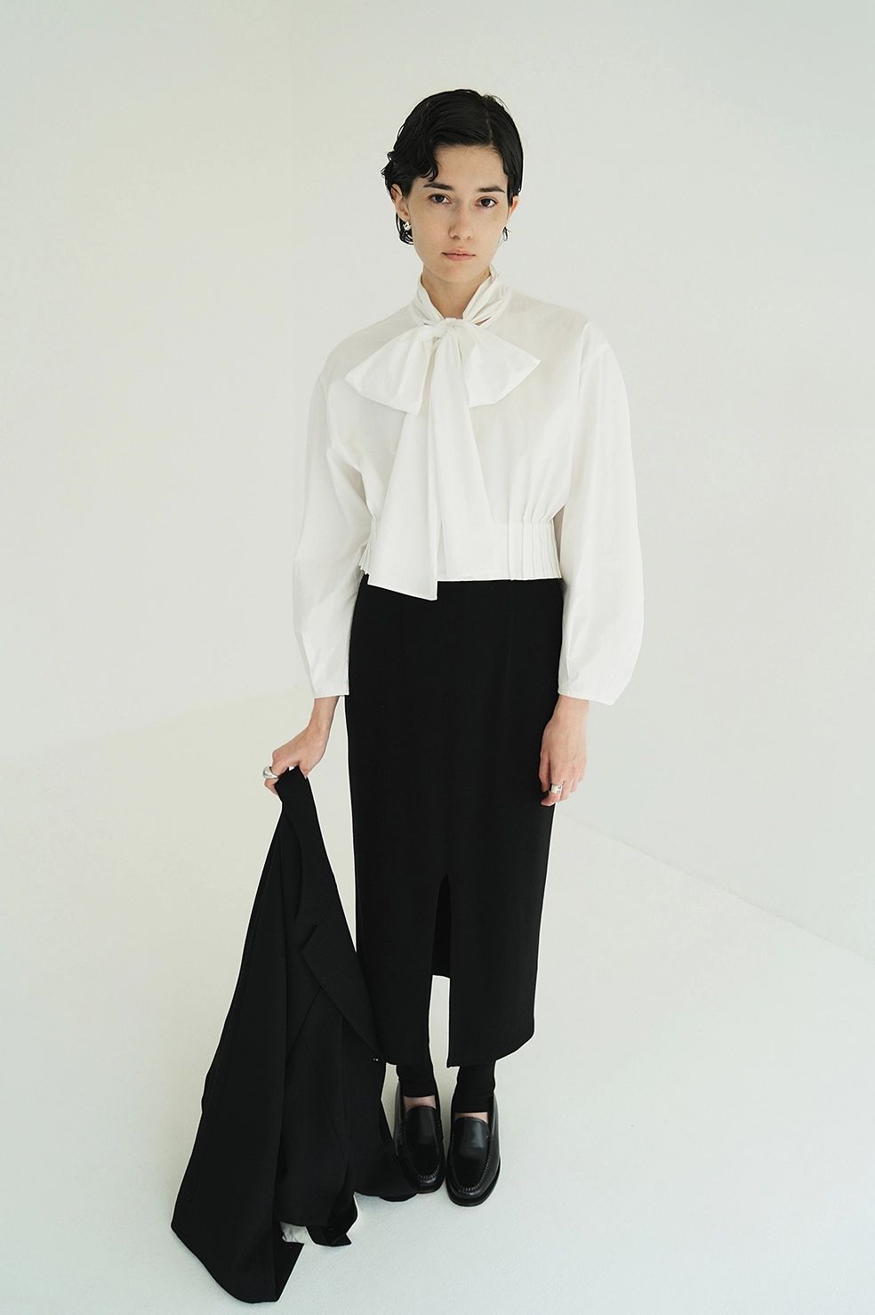 リボンジップシャツ - RIBBON ZIP SHIRTS - WHITE
