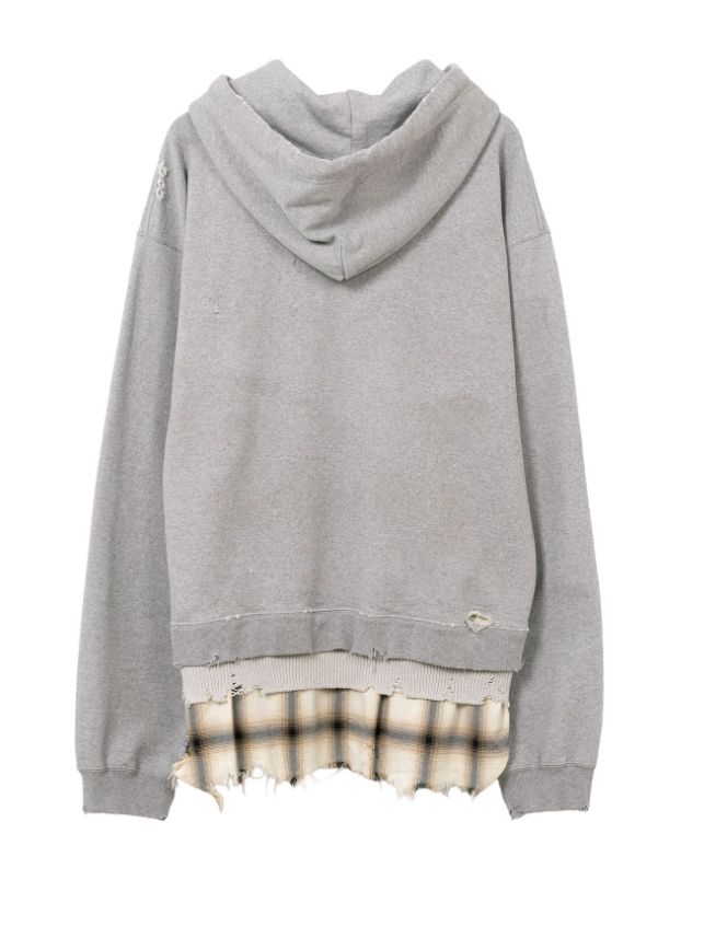 トリプル レイヤード ハーフジップ フーディー - Triple Layered Half-zip Hoodie (GREY)
