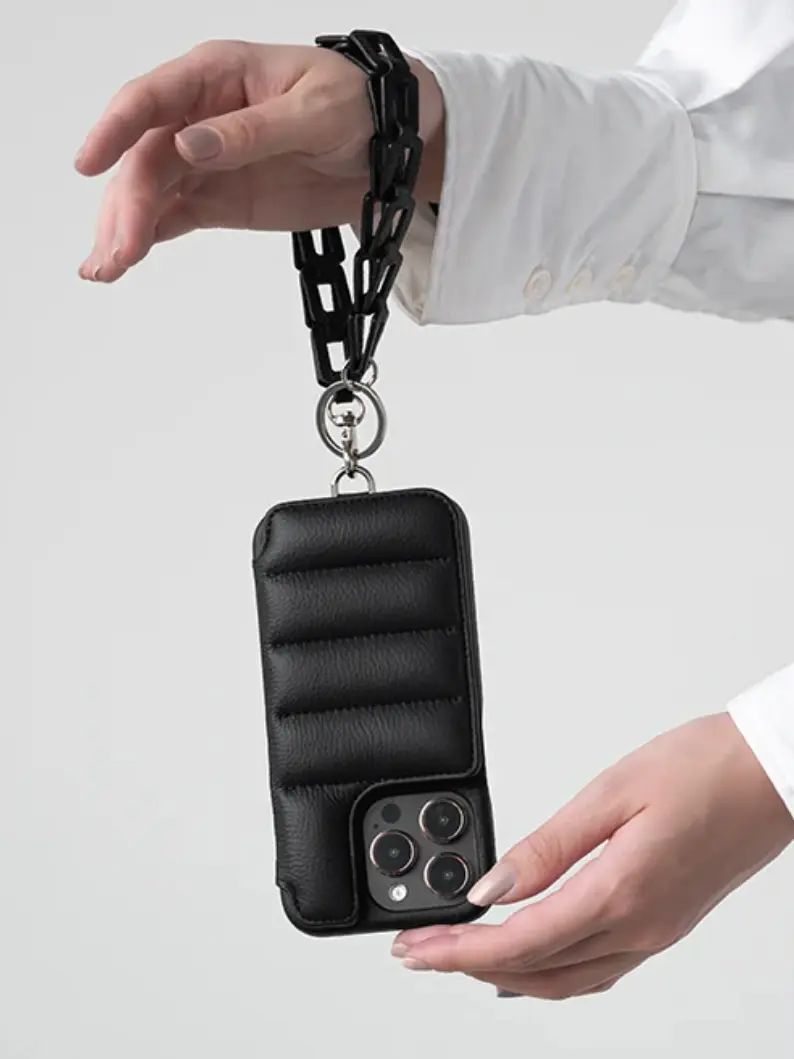 アイフォンケース ハンドストラップ レクタングル ｜Hand STRAP Rectangle (ブラック)