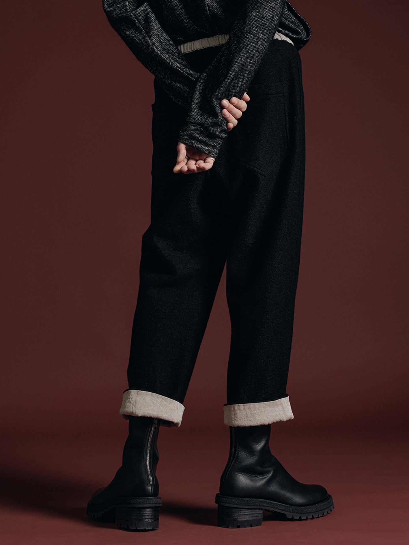 クロップド トラウザーズ - fulling cropped trousers VI-3637-04 - A-BLACK