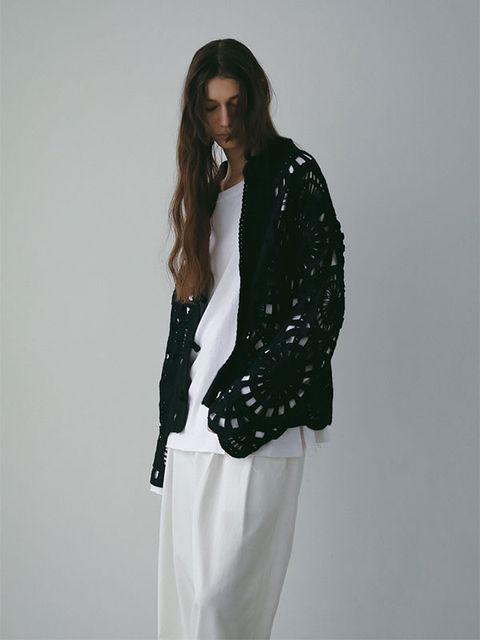 エンブロイダリーニットジャケット (BLACK)