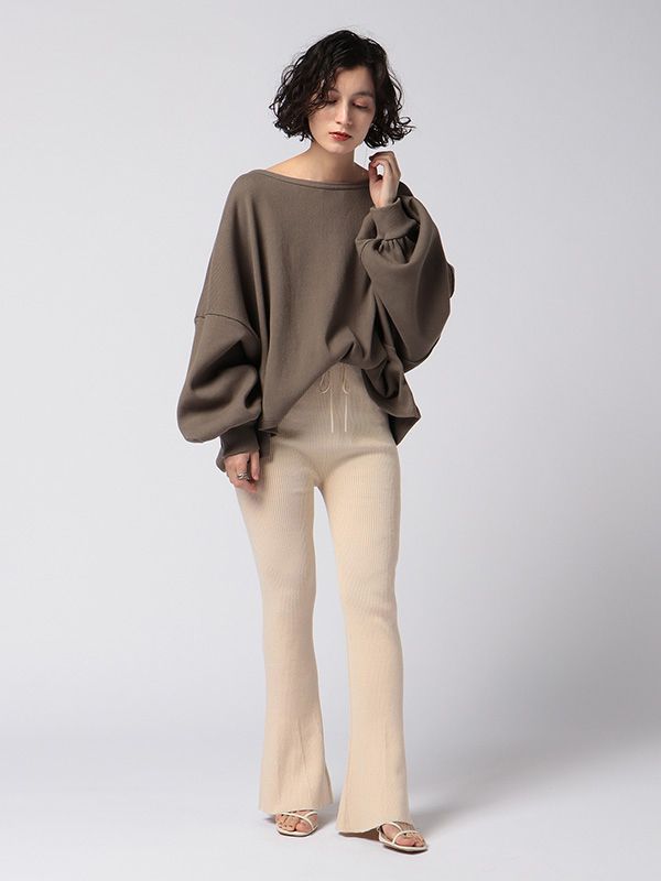 ETRE TOKYO - フレアリブニットレギンス - BEIGE | ADDICT WEB SHOP