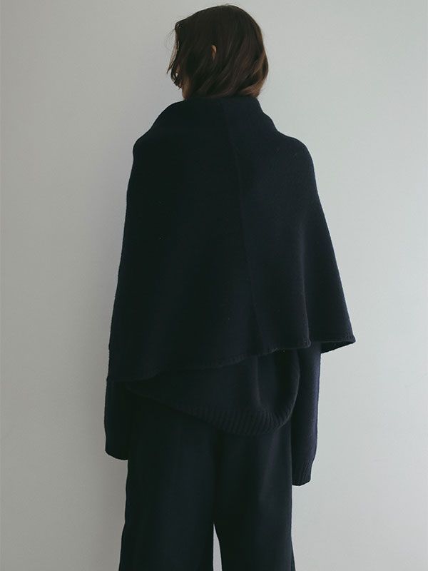 レイヤードニットラップスカート  (NAVY)