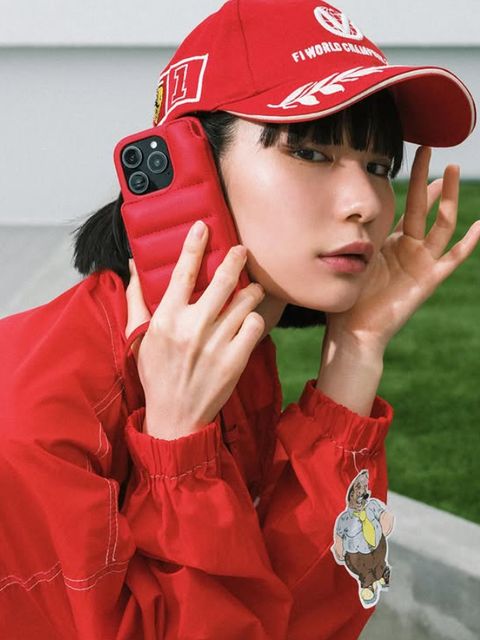 【BALLON バロン】 手帳型 レザーケース / iPhone 14～17対応  (ルビー レッド）