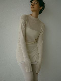 シアータイトリブニットプルオーバー - OFF WHITE