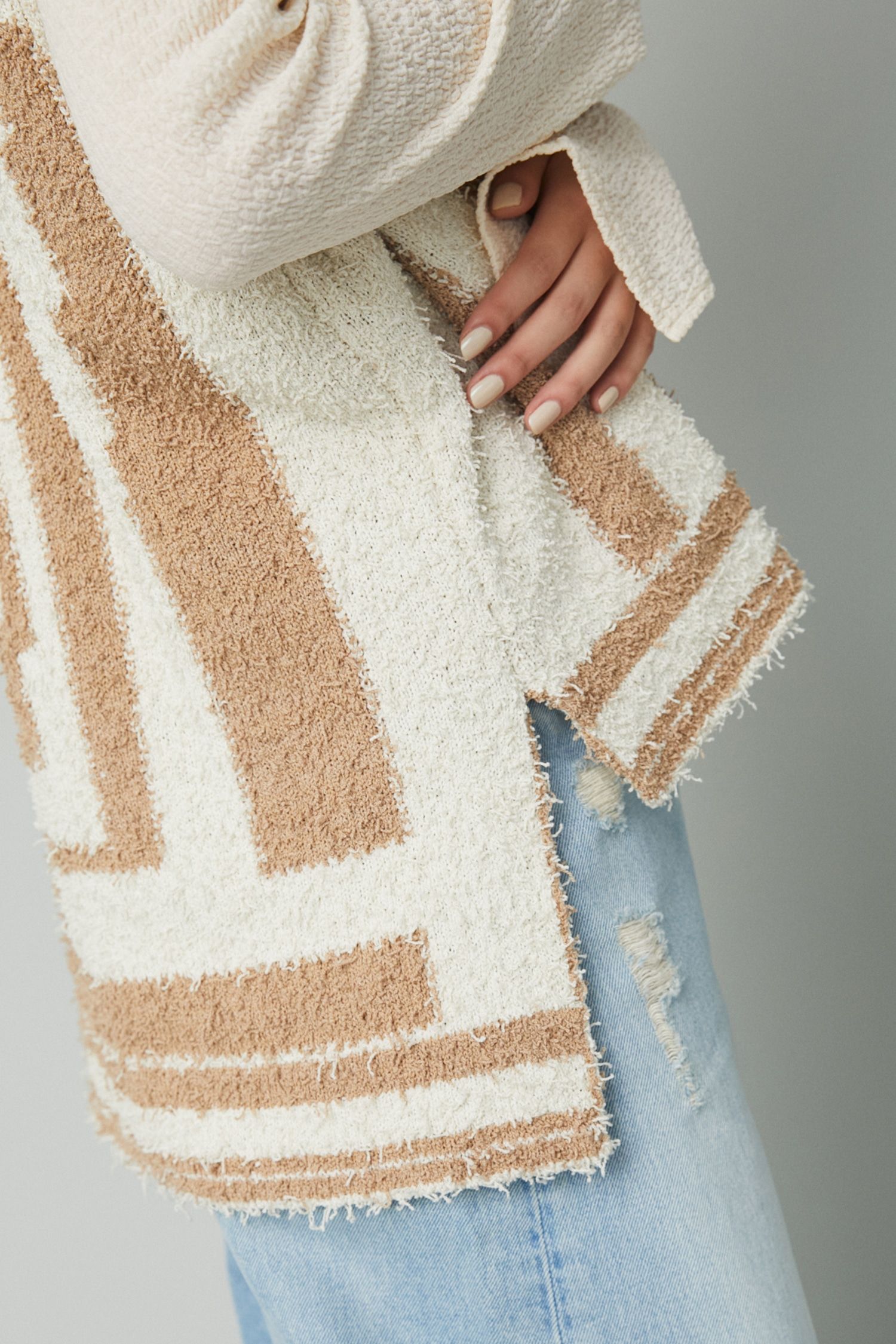 総柄 ループヤーン ニットベスト - Knit vest - 柄BEIGE