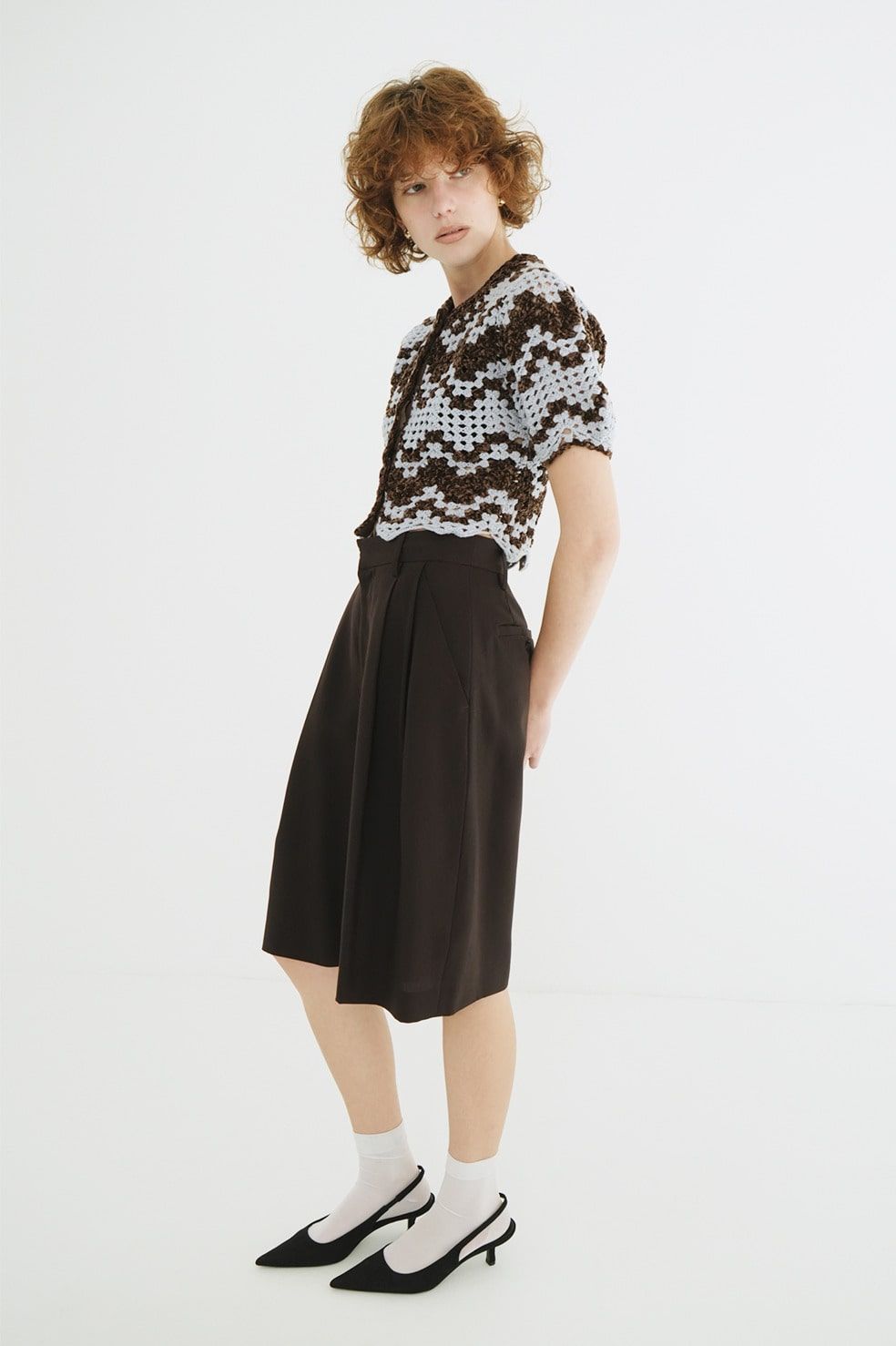 テンセルハーフパンツ - TENCEL HALF PANTS (BROWN)
