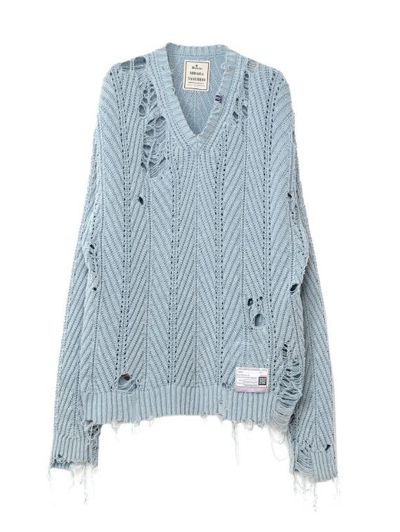 ブリーチド ニットプルオーバー - Bleached Knit Pullover - BLUE