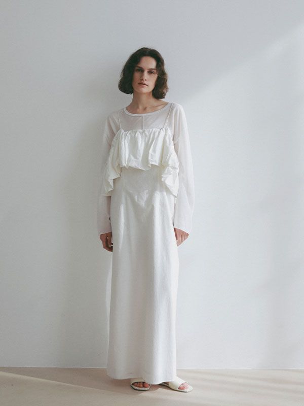 センターピンタックシアーロンTee (WHITE)
