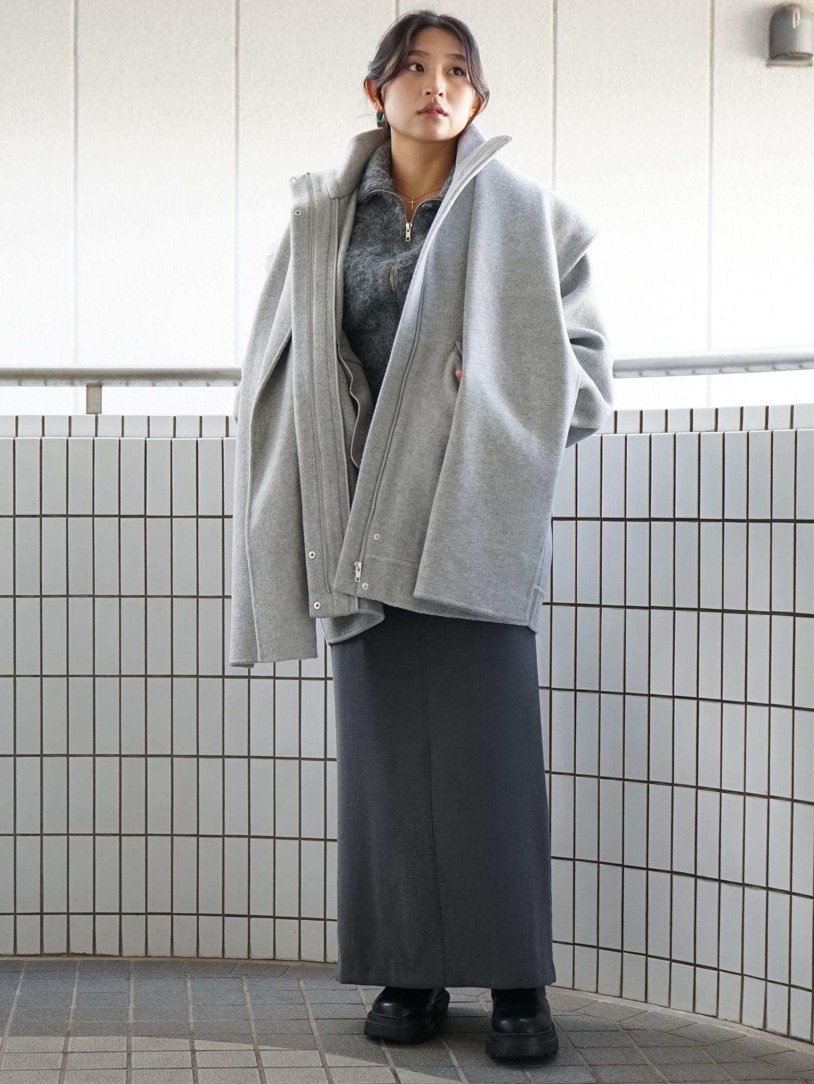 ETRE TOKYO - ジップアップブラッシュニットカーディガン - GREY