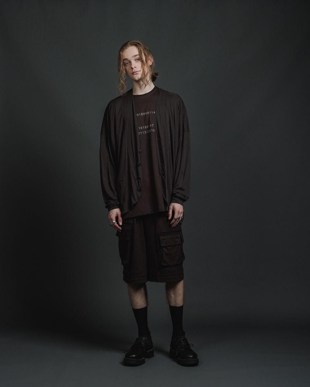 天竺 ショーツ - jersey baggy short - BLACK