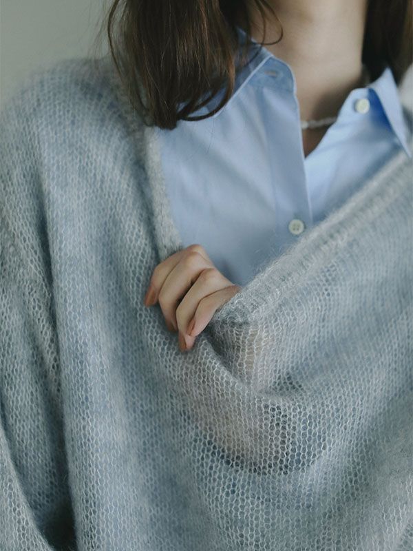 スーパーキッドモヘヤニットプルオーバー - GREY