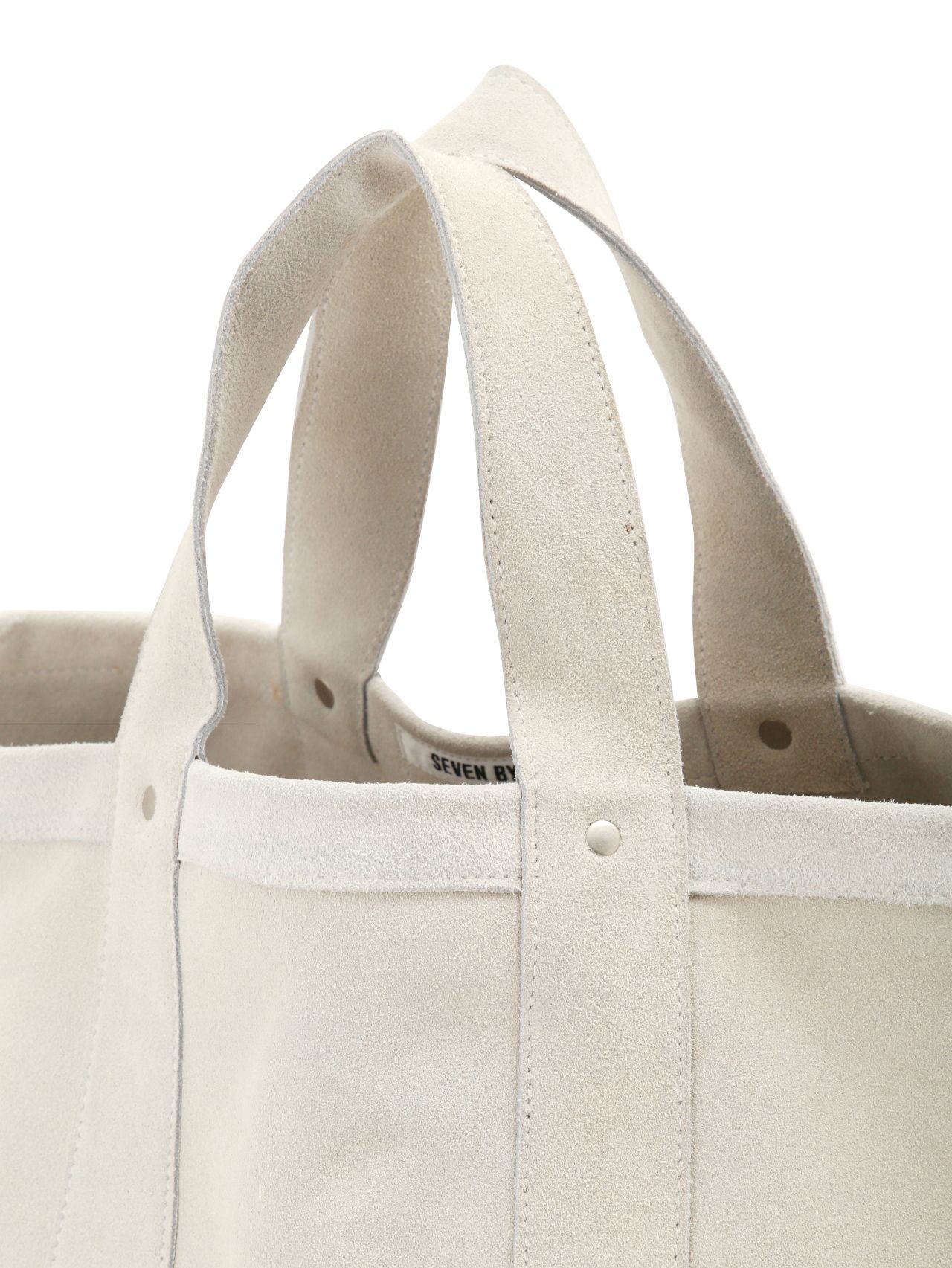 レザートートバッグ LEATHER TOTE BAG - Cow split leather - WHITE