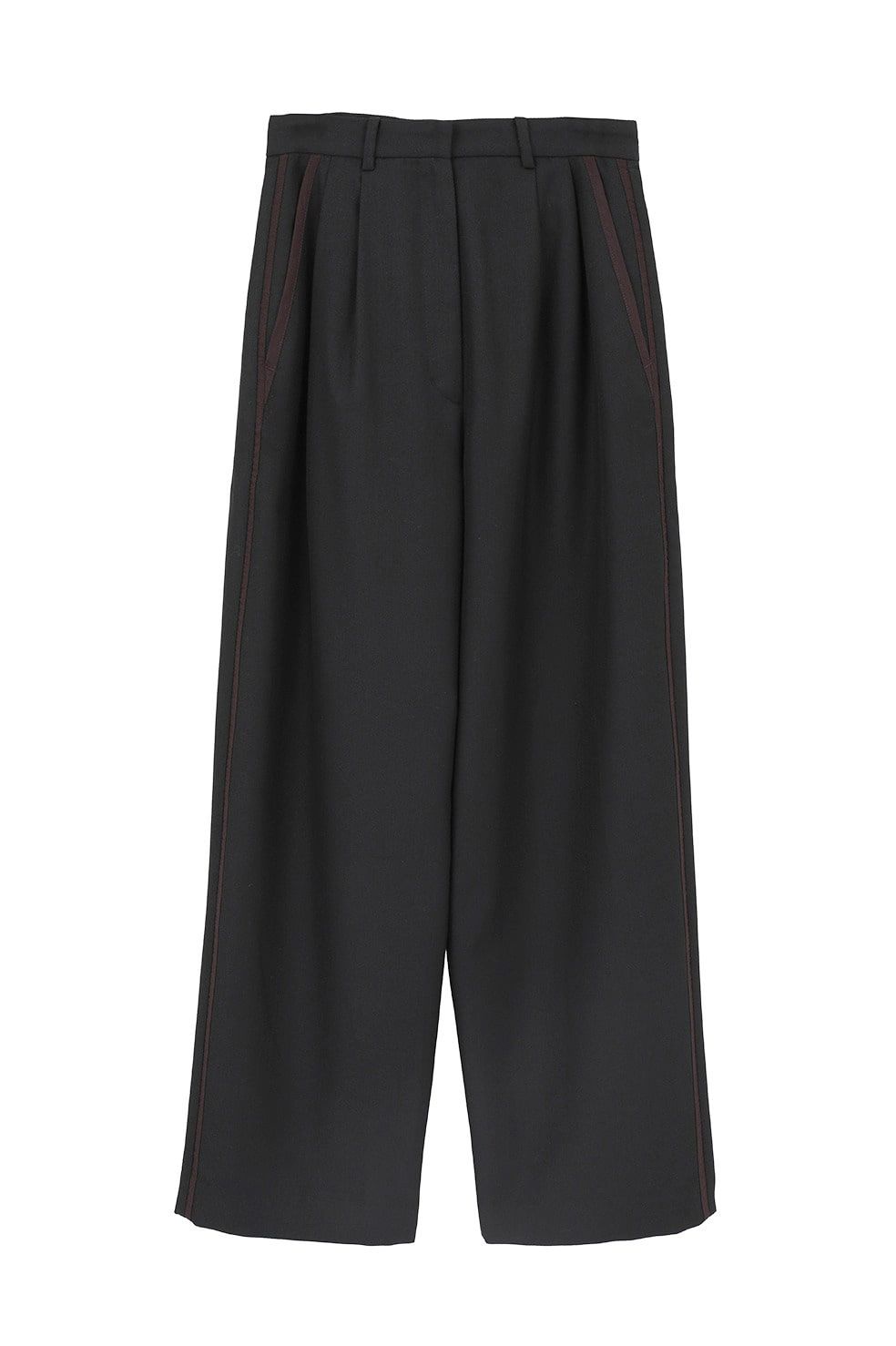 ヘリンボーン柄 ラインパンツ -  HERRINGBONE LINE PANTS (BLACK)