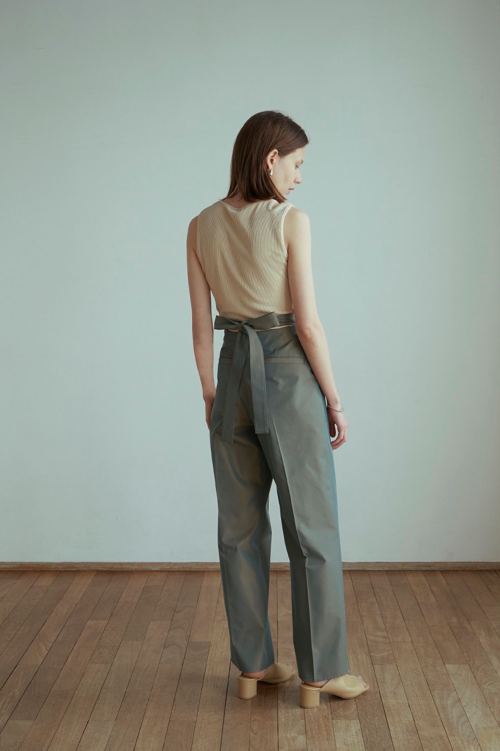 CLANE - バックリボンパンツ - BACK RIBBON PANTS - KHAIKI