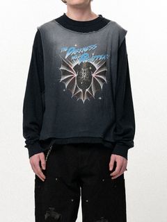 "THE DARKNESS WILL DISAPPEAR" ドッキングロングスリーブTシャツ | Docking Long-Sleeve T-shirt (BLACK)