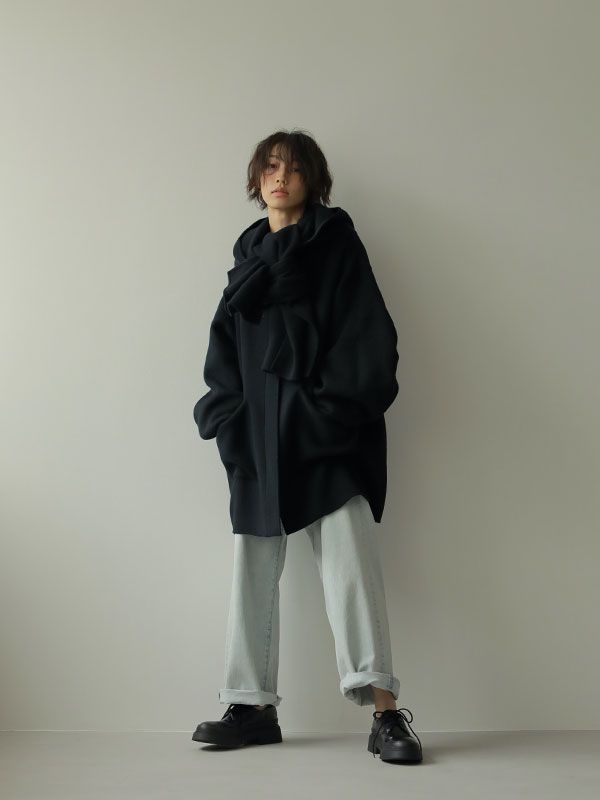 ETRE TOKYO - フーディーストールコクーンコート - GREY | ADDICT WEB SHOP