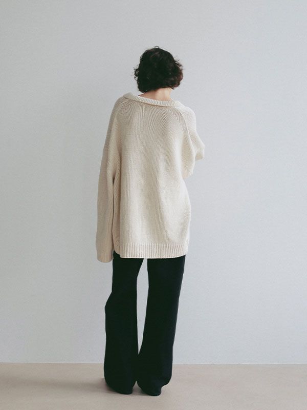 オーバーサイズスキッパーニットプルオーバー (IVORY)
