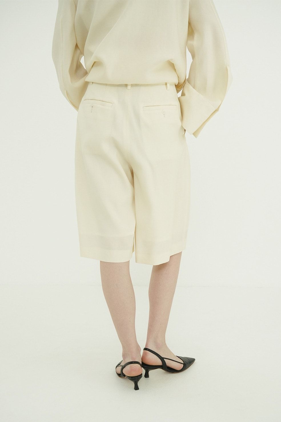 テンセルハーフパンツ - TENCEL HALF PANTS (IVORY)