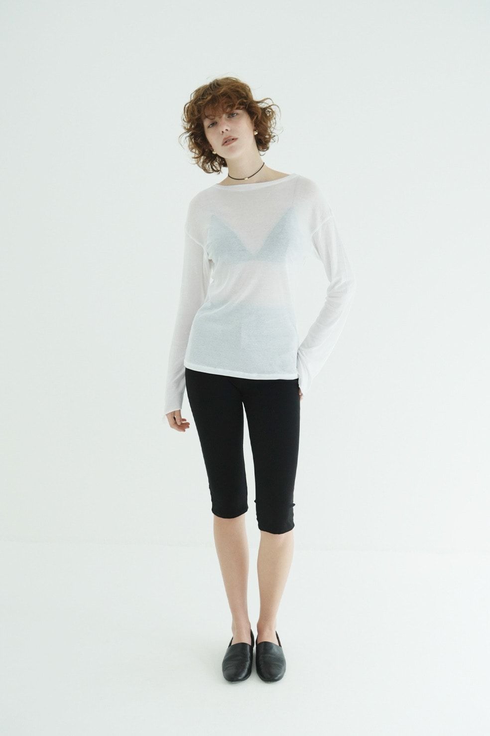 シアールーズロンティー - SHEER LOOSE CUT TOPS (WHITE)