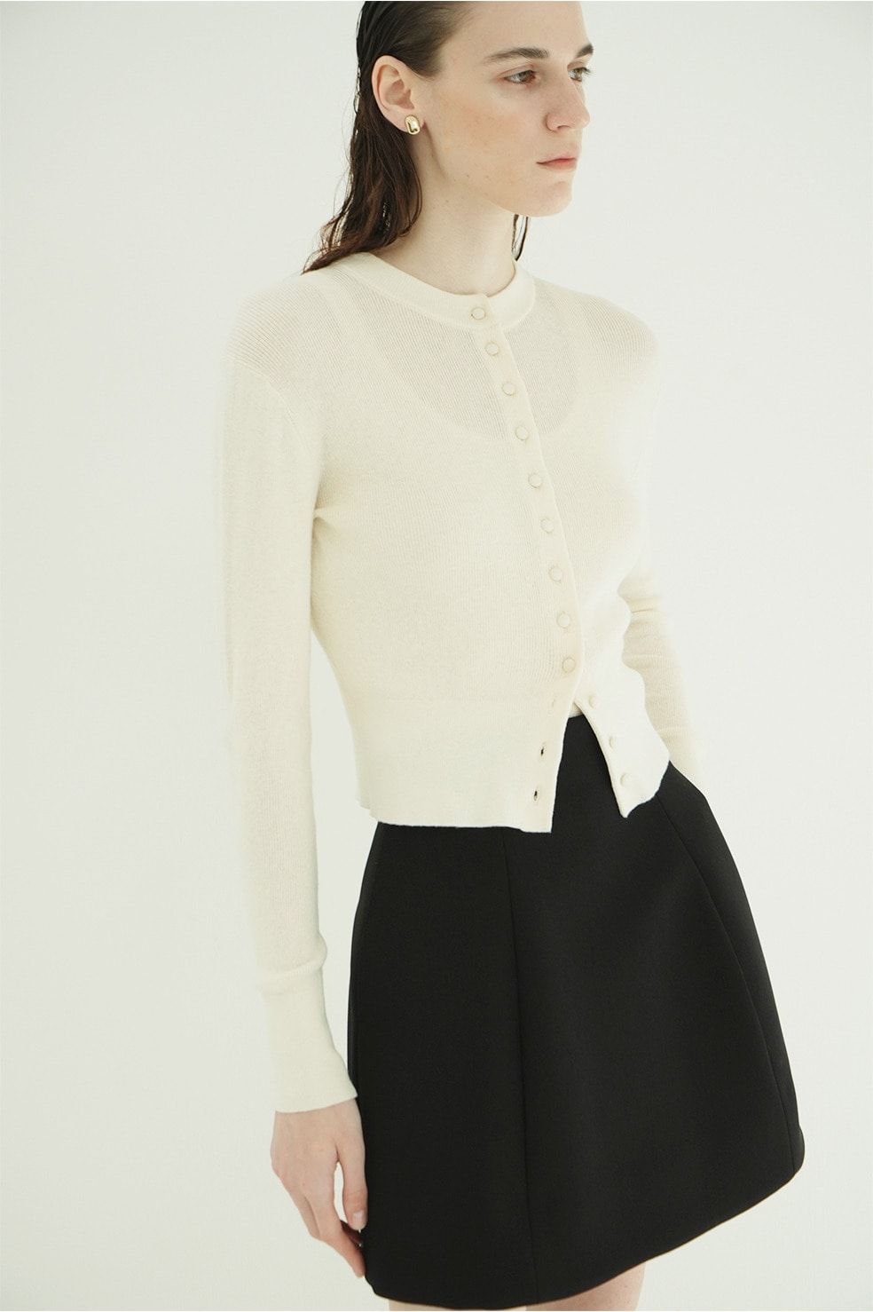 ニットカーディガン×タンクトップ セット -  BUTTON CARDIGAN TANK SET （IVORY)