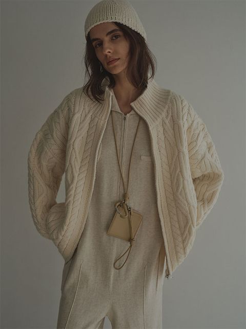 レザーコードカラビナスクエアパース (BEIGE)