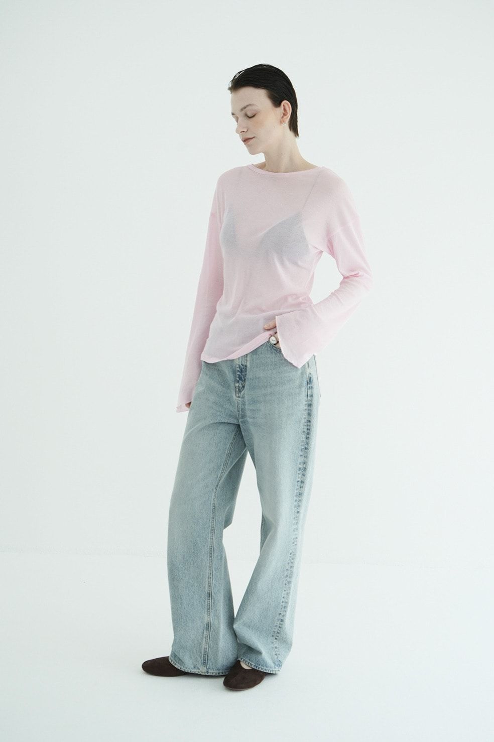 シアールーズロンティー - SHEER LOOSE CUT TOPS (PINK)