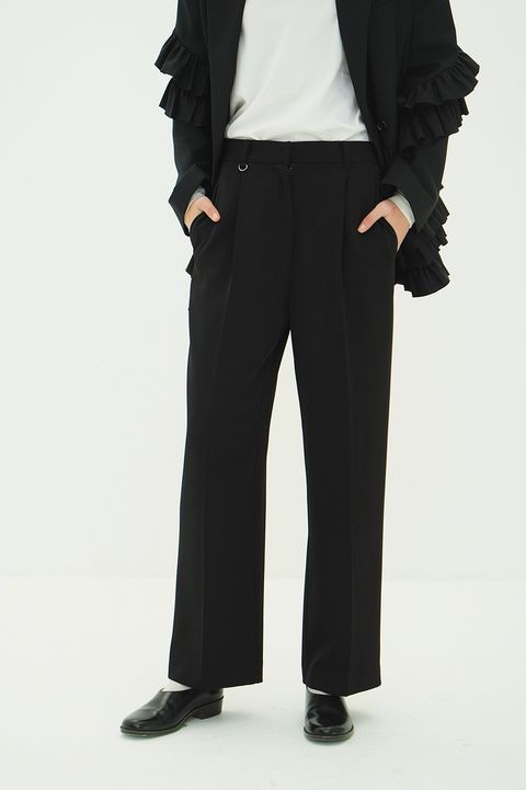 ツーウェイタックストレートパンツ - 2WAY TUCK STRAIGHT PANTS (BLACK)