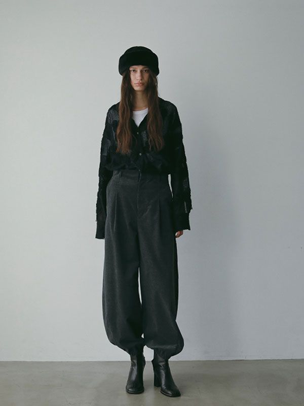 コードエンブロイダリーブラッシュドチュールシャツ (BLACK)