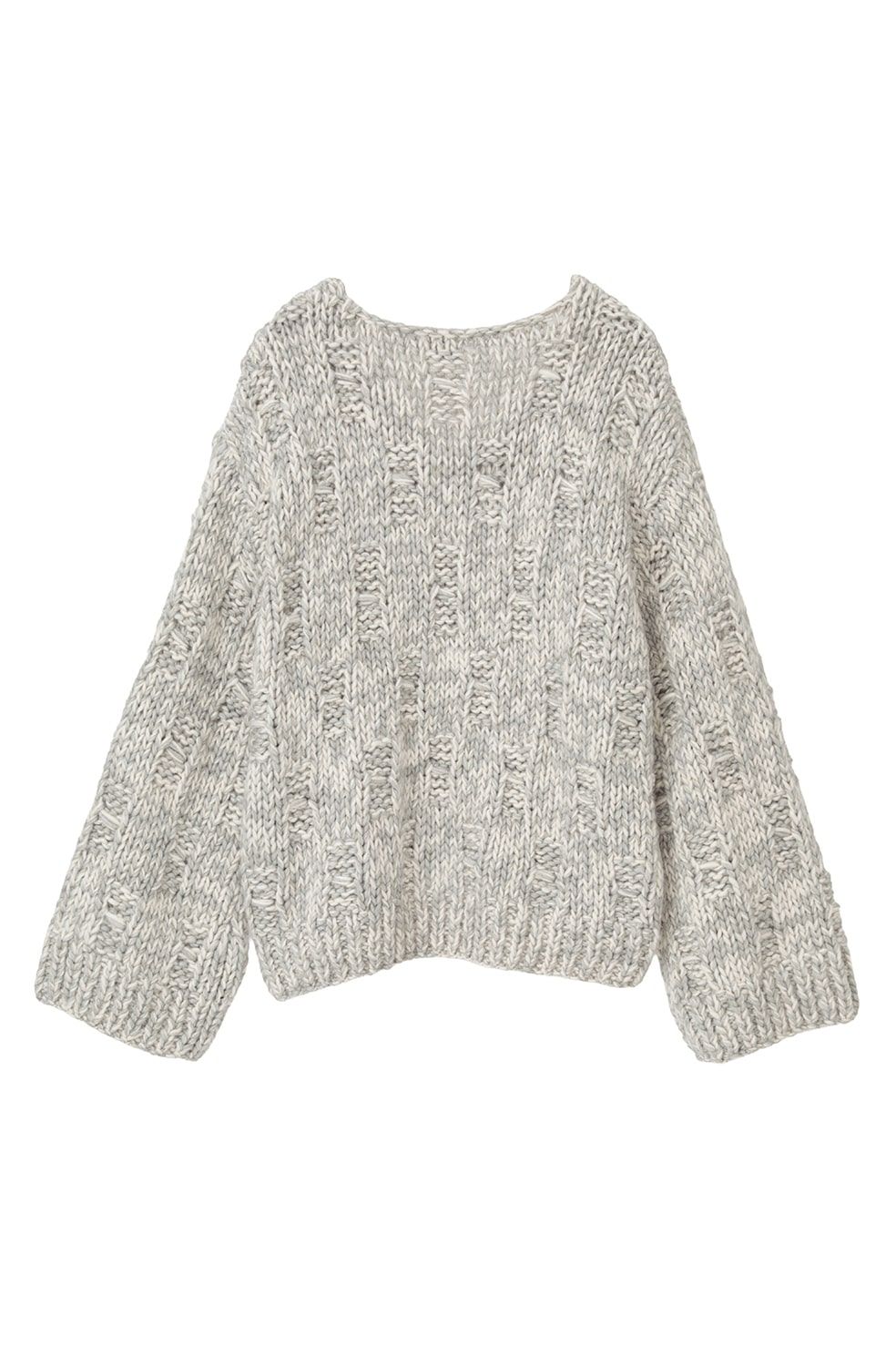バルキーヤーンハンドニットトップス -  BULKY YARN HAND KNIT TOPS(GREY MIX)