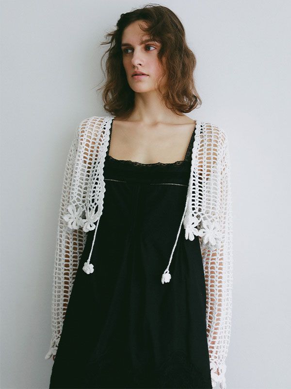 クロシェニットカーディガン (WHITE)